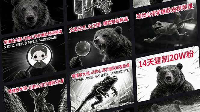 情绪放大镜-动物心理学爆款短视频课,文案公式、AI生图、多平台变现,14天复制20W粉-AK资源网