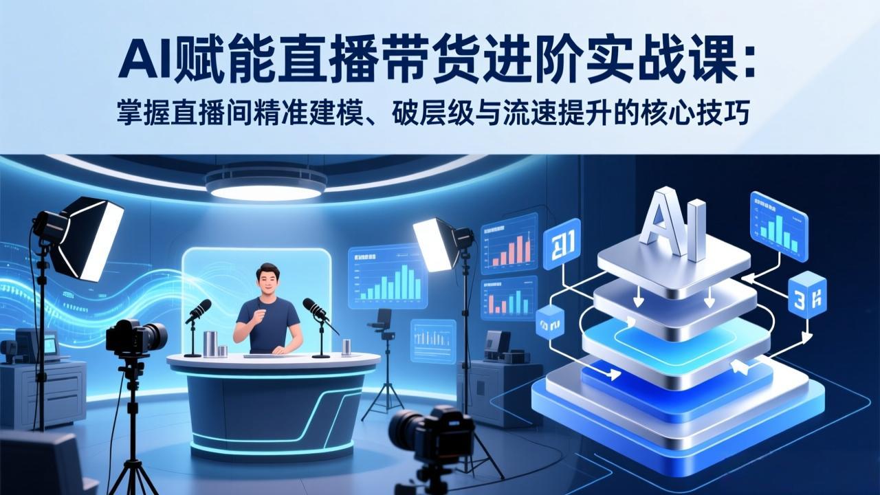 AI赋能直播带货进阶实战课：掌握直播间精准建模、破层级与流速提升的核心技巧-AK资源网