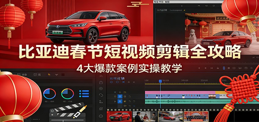 比亚迪春节短视频剪辑全攻略，4大爆款案例实操教学-AK资源网