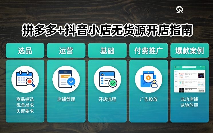 拼多多+抖音小店无货源开店，包括：选品、运营、基础、付费推广、爆款案例等(更新26年2月)-AK资源网