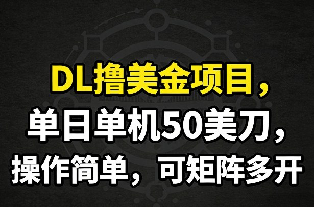 DL撸美金项目，单日单机50美刀，操作简单，可矩阵多开-AK资源网