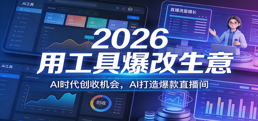 2026用工具爆改生意，AI时代创收机会，AI打造爆款直播间-AK资源网