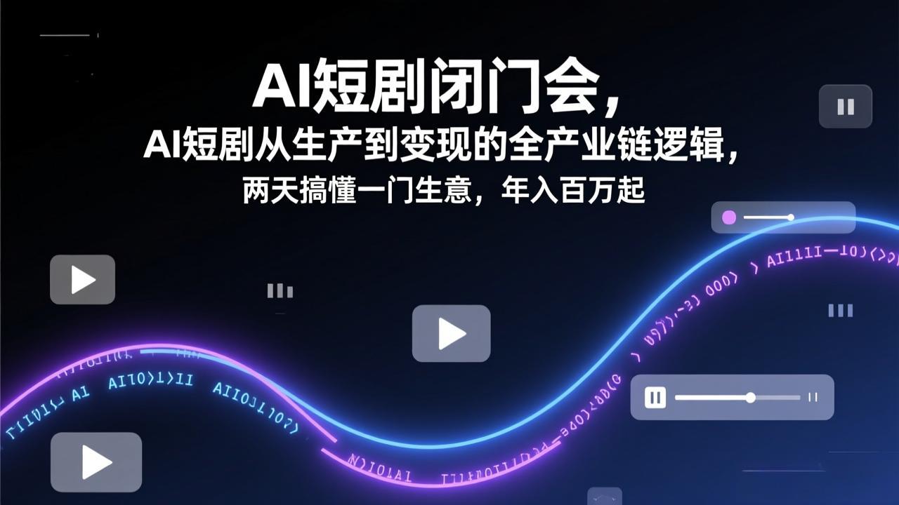 AI短剧闭门会，AI短剧从生产到变现的全产业链逻辑，两天搞懂一门生意，年入百万起-AK资源网