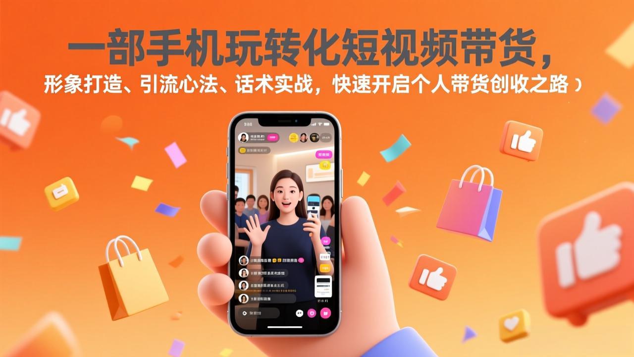 一部手机玩转化短视频带货，形象打造、引流心法、话术实战，快速开启个人带货创收之路-AK资源网