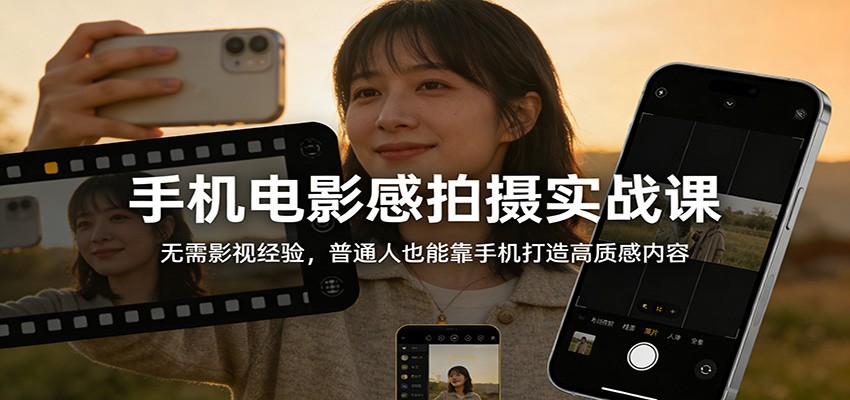 图片[1]-手机电影感拍摄实战课：无需影视经验，普通人也能靠手机打造高质感内容-AK资源网