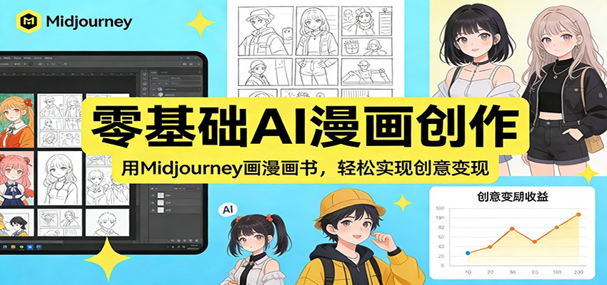 图片[1]-零基础AI漫画创作：用Midjourney画漫画书，轻松实现创意变现-AK资源网