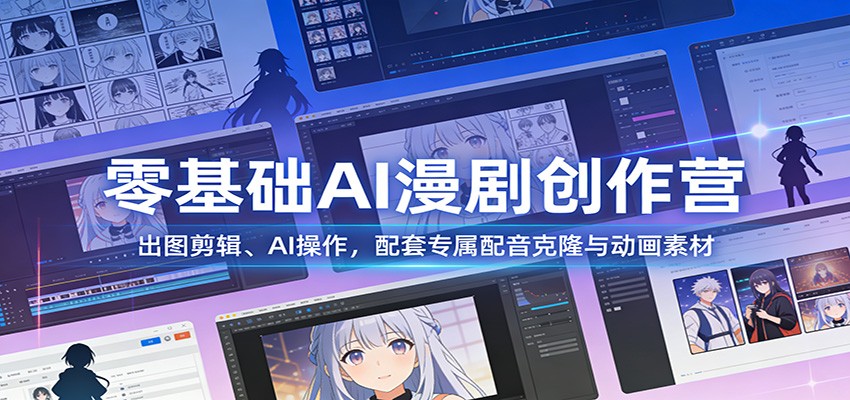 零基础AI漫剧创作营:出图剪辑、AI操作,配套专属配音克隆与动画素材-AK资源网